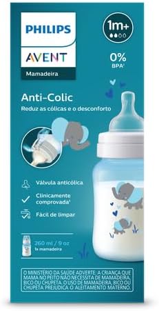 Tetero Avent Anticólico 9 oz (1m+) – Elefante