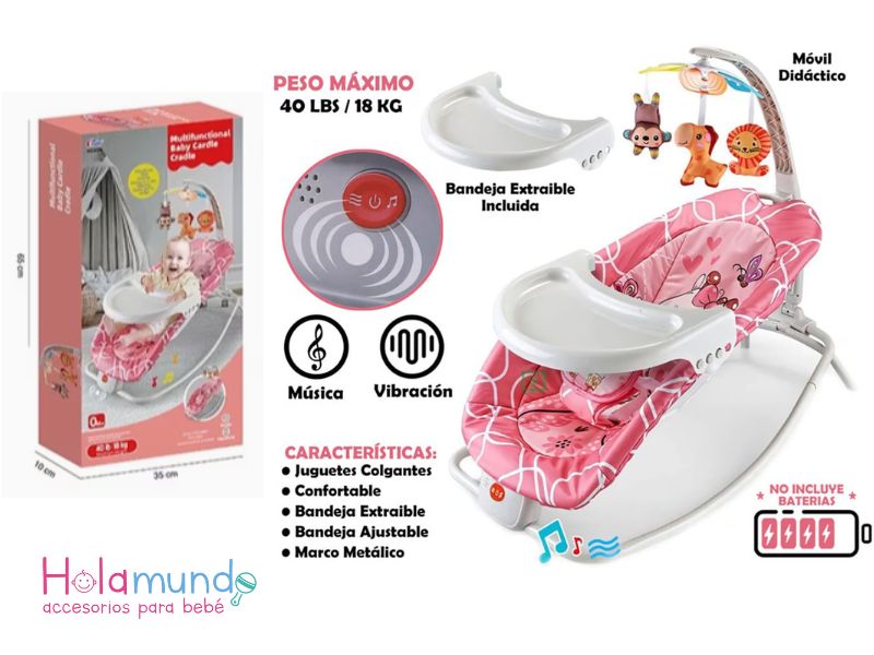 Cuna Bebe Mecedora Plegable Vibradora Con Juguetes