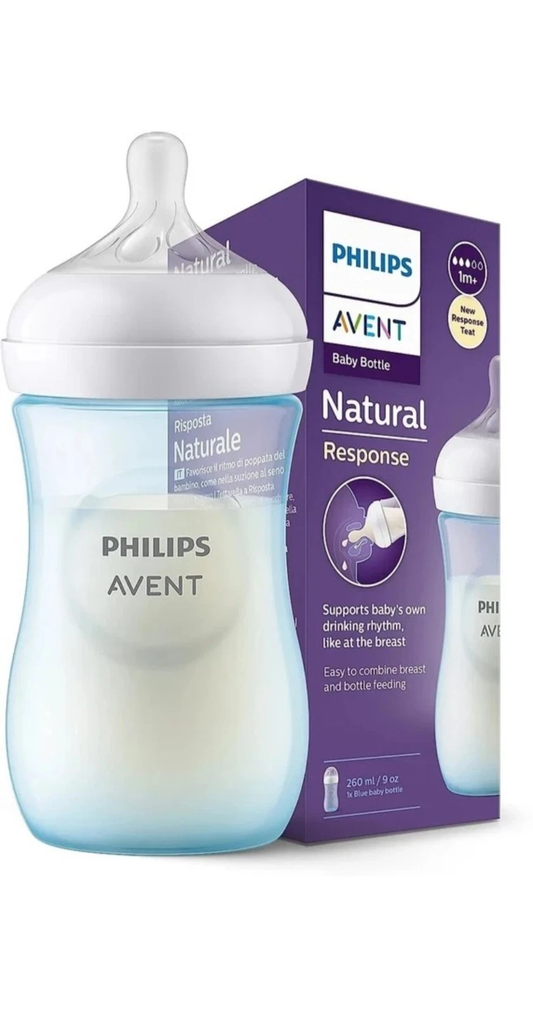 Tetero Avent Natural Response 9 oz (1m+) – Azul