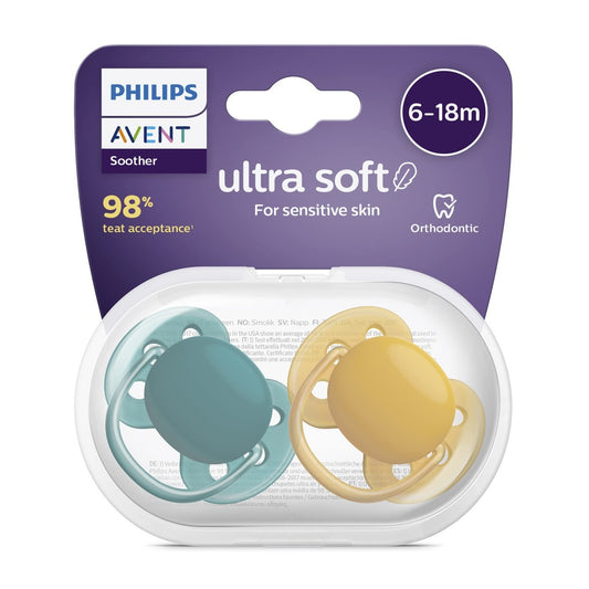 Chupa Entretenedora Avent ultra soft (6-18M) – Verde y Mostaza