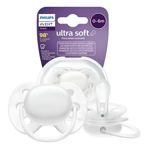 Chupa Entretenedora Avent ultra soft (0-6M) – Blanco Neutro