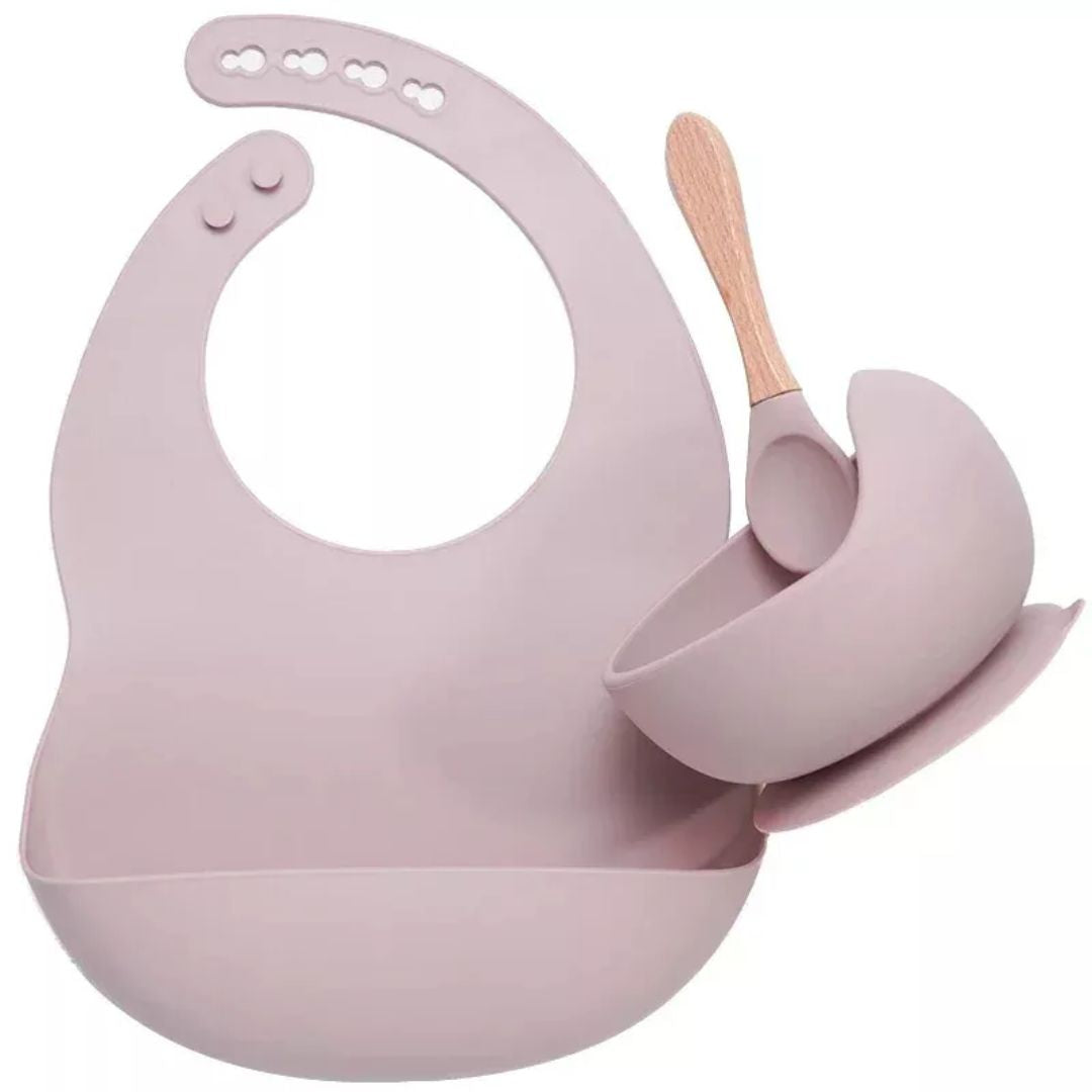 Kit babero, bowl y cuchara en silicona