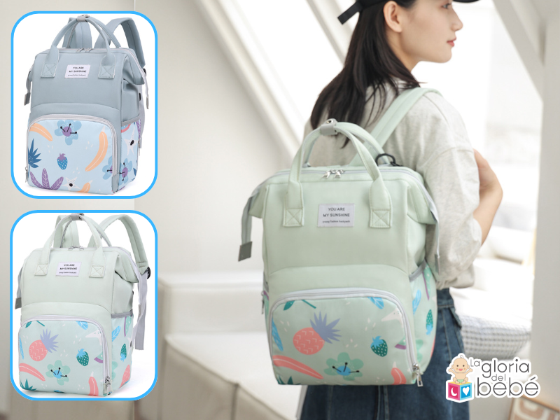 PAÑALERA MORRAL ESTAMPADA DE FRUTAS
