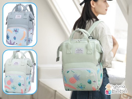 PAÑALERA MORRAL ESTAMPADA DE FRUTAS