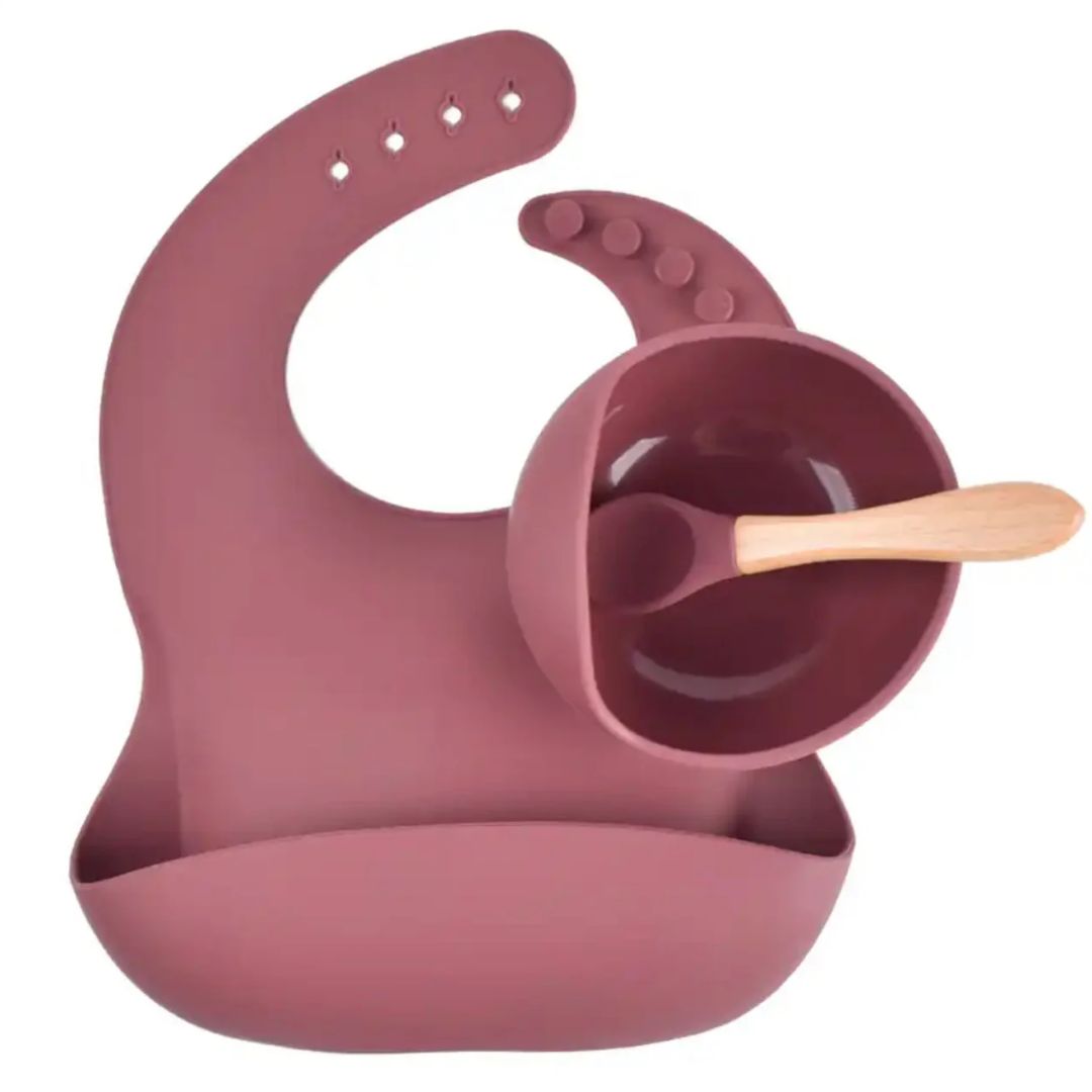 Kit babero, bowl y cuchara en silicona