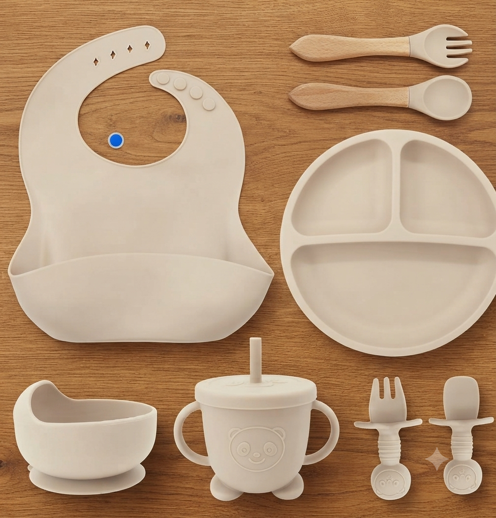 Set de Alimentación Silicona Premium para Bebé - 8 Piezas