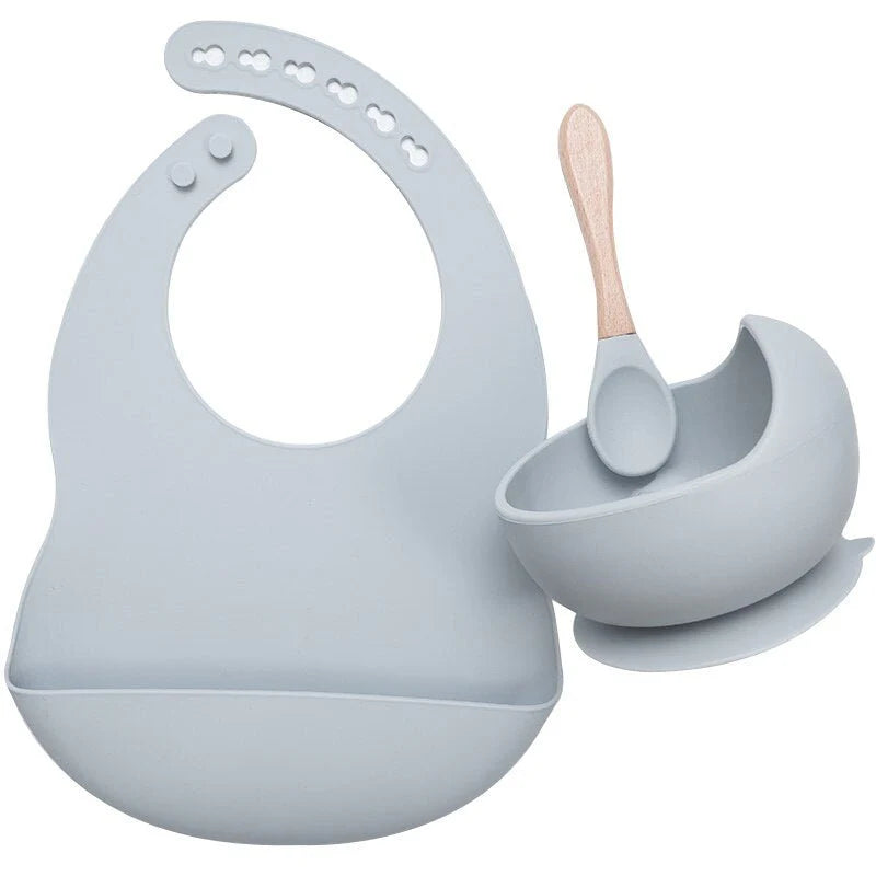 Kit babero, bowl y cuchara en silicona